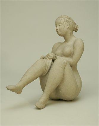 Appraisal: th Century School Female Dressing Ceramic unsigned in Provenance Property