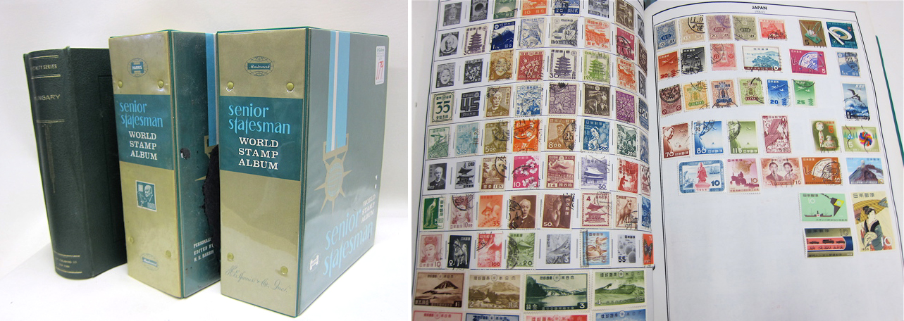 Appraisal: TWO WORLD STAMP ALBUMS A HUNGARY STAMP ALBUM pieces Senior