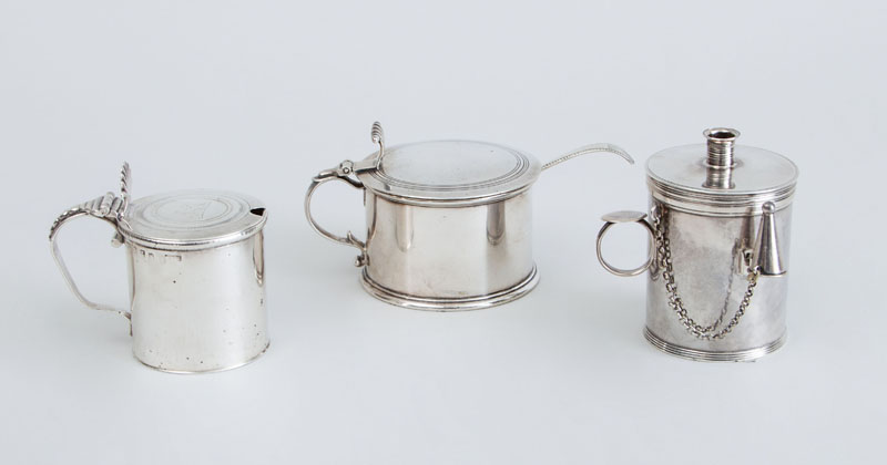 Appraisal: IRISH GEORGE III SILVER MUSTARD POT AN ENGLISH GEORGE III