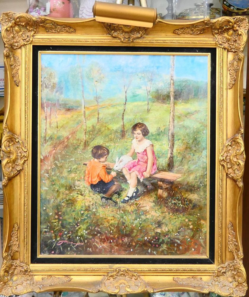 Appraisal: SIGNED GOYA OIL PAINTING ON CANVAS OF CHILDREN Oil painting