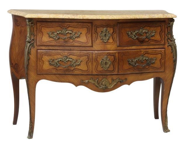 Appraisal: French Louis XV style marble-top mahogany commode early th c