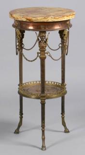 Appraisal: Neoclassical Table w caryatid legs Neoclassical mixed metal two-tier table