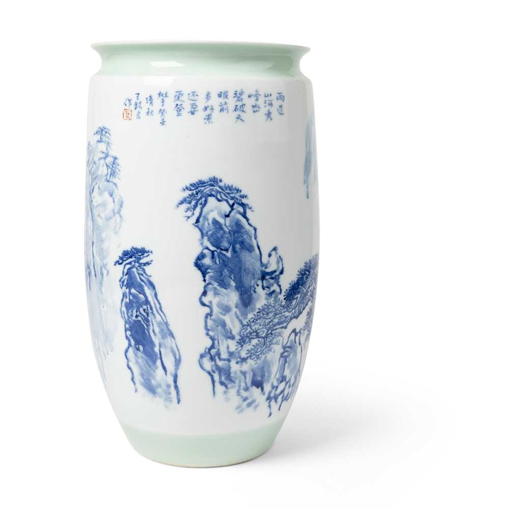 Appraisal: LARGE BLUE AND WHITE VASE WANG XILIANG - DATED AD