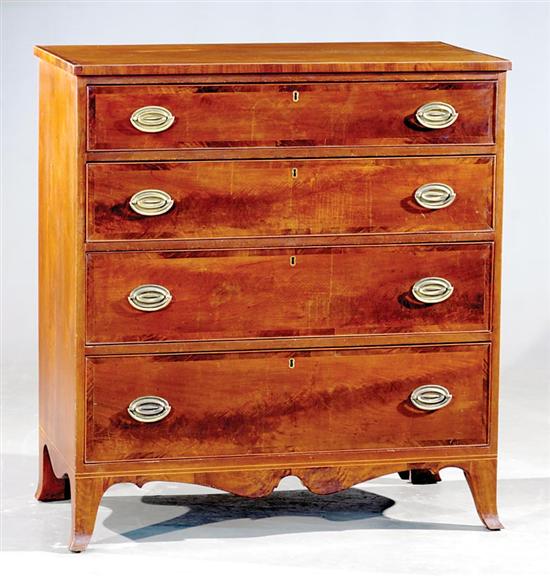 Appraisal: Southern walnut Federal chest of drawers North Carolina or Virginia