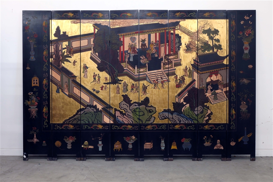 Appraisal: Chinese -panel wood screen x x approx