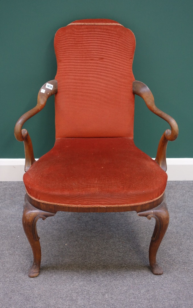 Appraisal: A mid- th century style walnut framed chair with shepherds