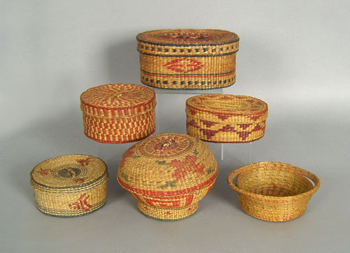 Appraisal: Six woven baskets