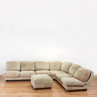 Appraisal: Willy Rizzo -piece suede sectional sofa Circa s Italian made