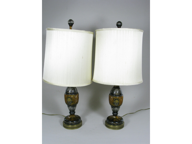 Appraisal: Pair of Bohemian Glass Table Lamps th c probably Czechoslovakia