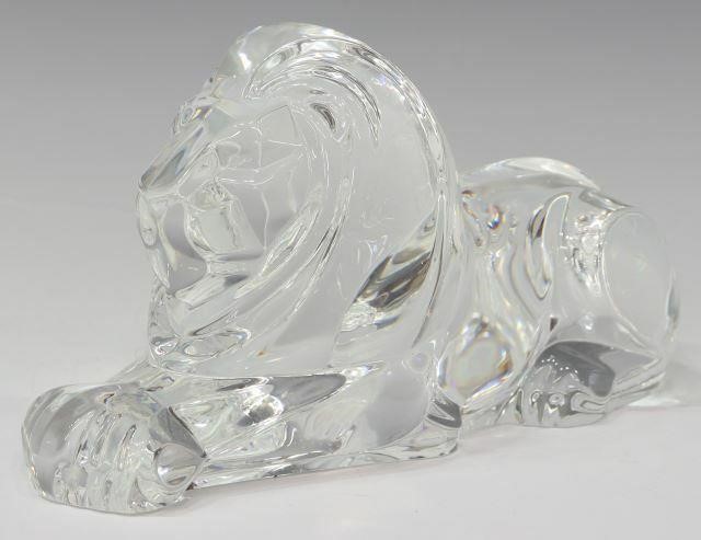 Appraisal: Steuben colorless leaded art glass figure Reposing Lion designed by