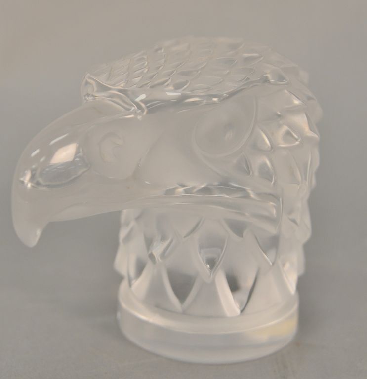 Appraisal: French lalique Eagle Head hood ornament frosted and clear glass