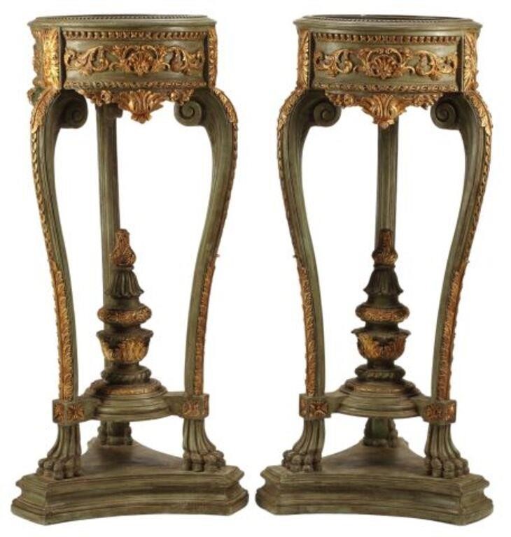 Appraisal: Regence style parcel gilt and green painted planters with liners