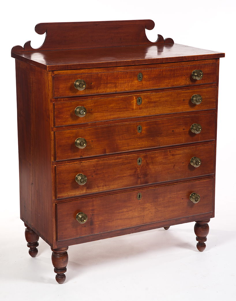 Appraisal: EARLY EMPIRE FIVE-DRAWER CHEST American ca maple Traces of old