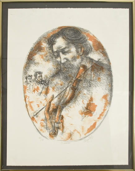 Appraisal: Chaim Gross THE FIDDLER Color lithograph Estimate -