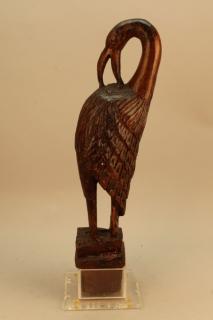 Appraisal: Antique Carved Wooden Crane mounted into lucite base Height in