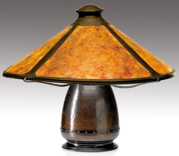 Appraisal: OLD MISSION KOPPERKRAFT Large hammered copper and mica table lamp