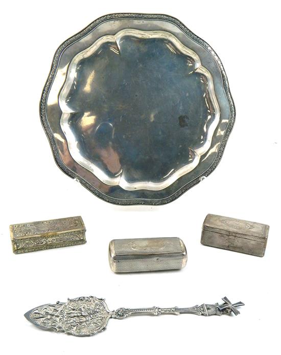 Appraisal: Continental silver including two pieces stamped three indistinctly hallmarked oblong