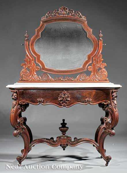 Appraisal: An American Rococo Carved Rosewood Duchesse Dressing Table mid- th