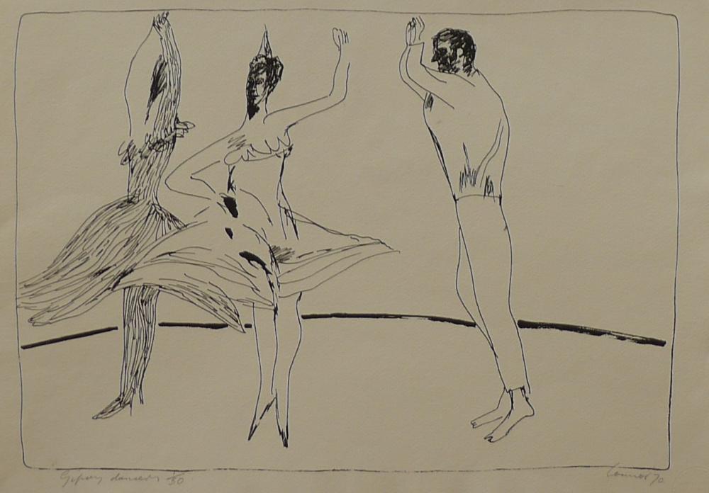 Appraisal: KEVIN CONNOR BORN Gypsy Dancers lithograph KEVIN CONNOR BORN Gypsy