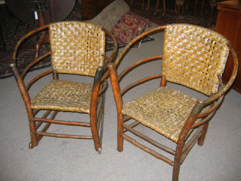 Appraisal: TWO OLD HICKORY ARMCHAIRS Twig construction with bentwood arms having