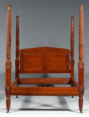 Appraisal: Federal cherry four poster bedstead rope turned and acanthus carved