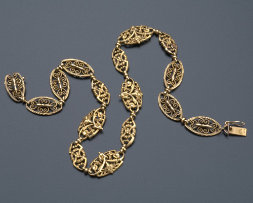 Appraisal: French Neoclassical style necklace in k gold of cast carved