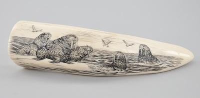 Appraisal: A Scrimshaw Tooth by Au Yuet Shan Approx L with