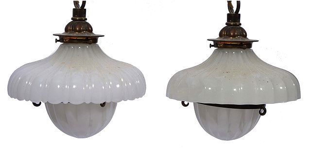 Appraisal: A PAIR OF EARLY TH CENTURY OPAQUE GLASS CEILING LIGHTS