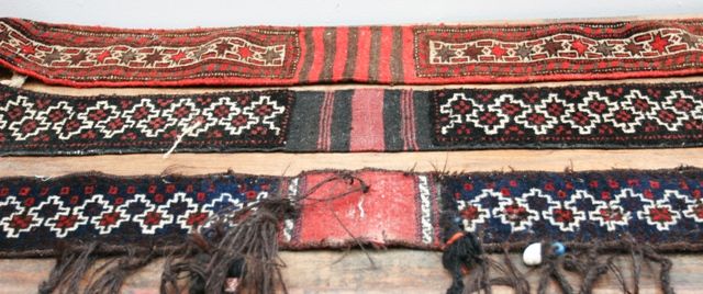 Appraisal: Three carpet strips Turkey