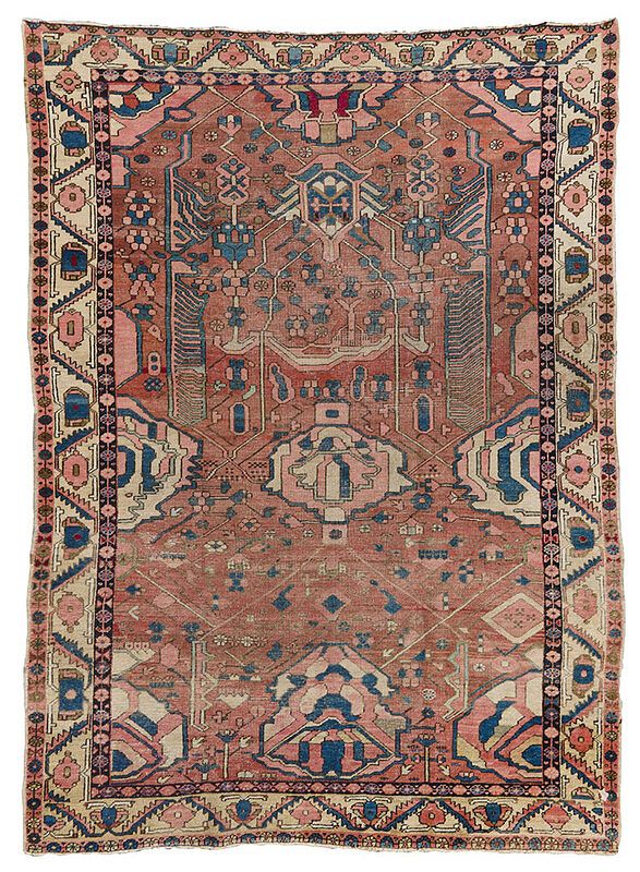 Appraisal: Serapi Carpet early th century salmon field with large oversized