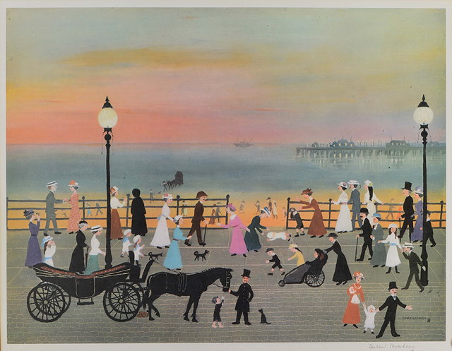 Appraisal: AFTER HELEN BRADLEY'Evening On The Promenade' print in colours pencil