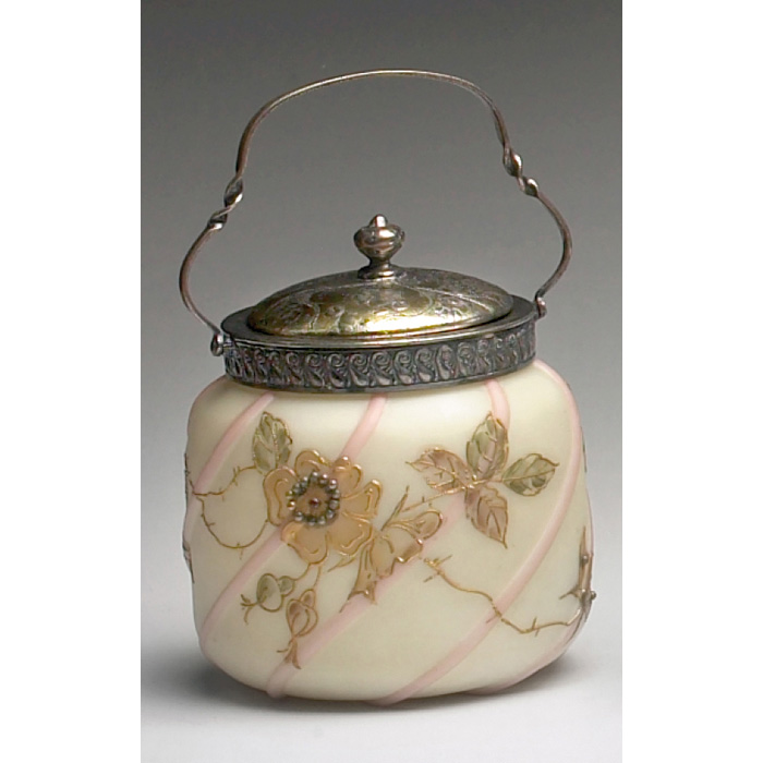 Appraisal: Mt Washington biscuit jar stylized gold flowers and raised berries