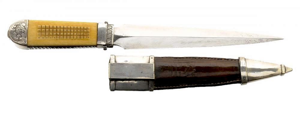 Appraisal: Silver Mounted Samuel Bell Style American Bowie Knife Circa This