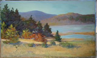 Appraisal: Early th c New England School mountain landscape oil on