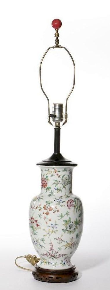 Appraisal: A Chinese famille rose vase made into a lamp A