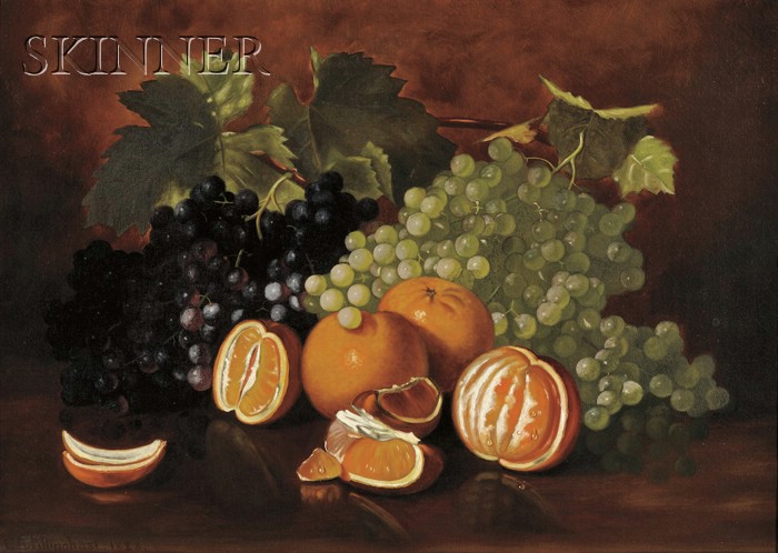 Appraisal: C A Tillinghast American fl c Oranges and Grapes Signed