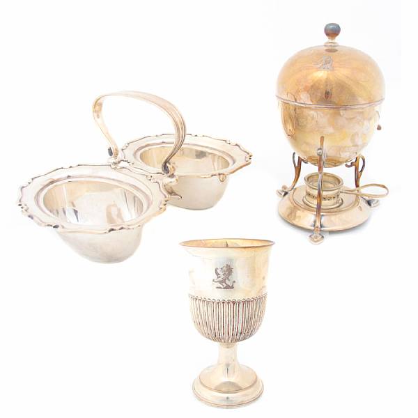 Appraisal: A group of plated table articles Including ice bucket pair