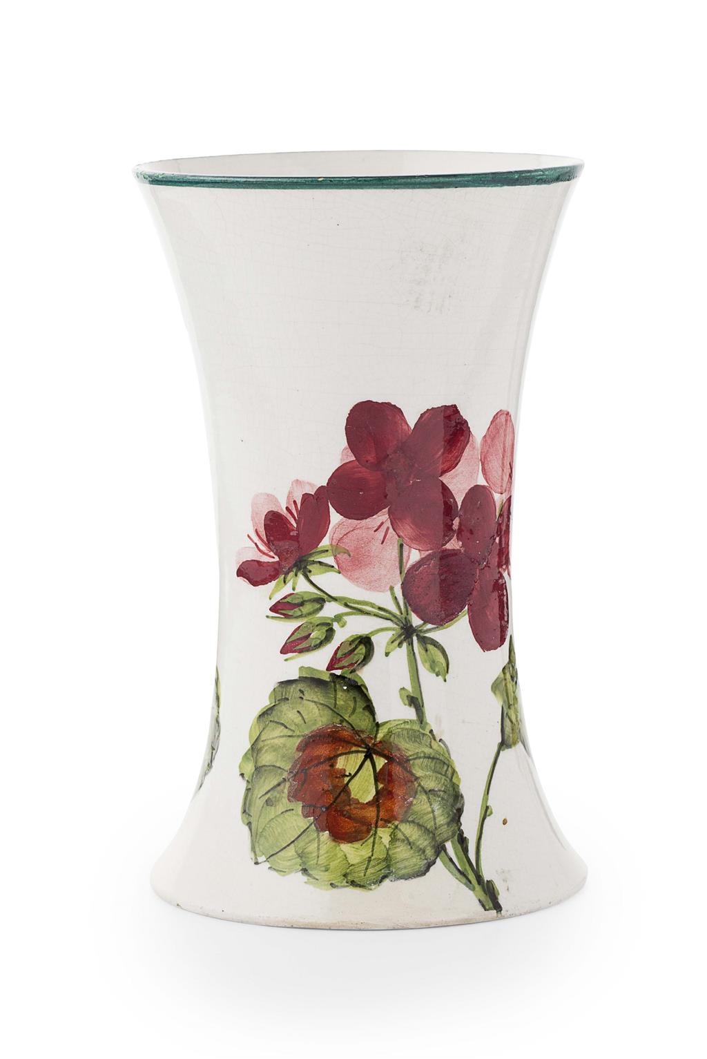 Appraisal: WEMYSS WARE A MEDIUM 'PELARGONIUM' BEAKER VASE CIRCA impressed mark