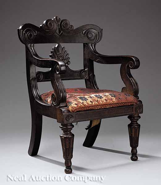 Appraisal: An Important American Classical Mahogany Miniature Armchair c Boston after