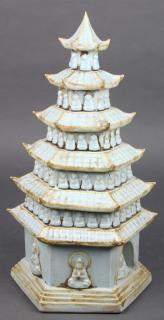 Appraisal: Chinese Glaze Porcelain Pagoda Chinese glazed porcelain pagoda of six