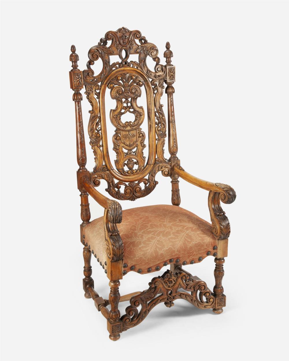 Appraisal: A Baroque-style carved wood hall chair Late th early th