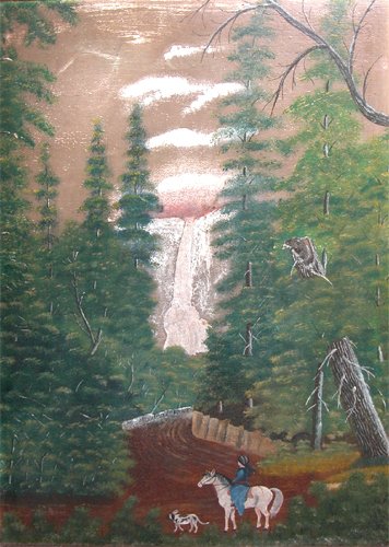 Appraisal: Rider and Dog on a path near waterfall Artist Koch