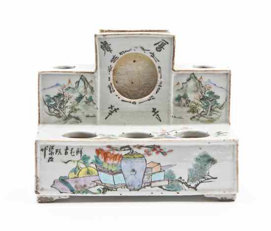 Appraisal: A Chinese Porcelain Inkwell of rectangular form having polychrome enameled