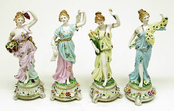 Appraisal: Four Dresden style porcelain figures allegorical of the four seasons