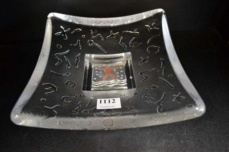 Appraisal: KOSTA BODA CRYSTAL PLATTER SIGNED BERTIL VALLIEN