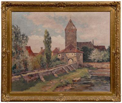 Appraisal: Franz Xaver Frankl painting German - landscape with city gate