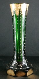 Appraisal: A Venetian green glass and gilt decorated vase Circa cm