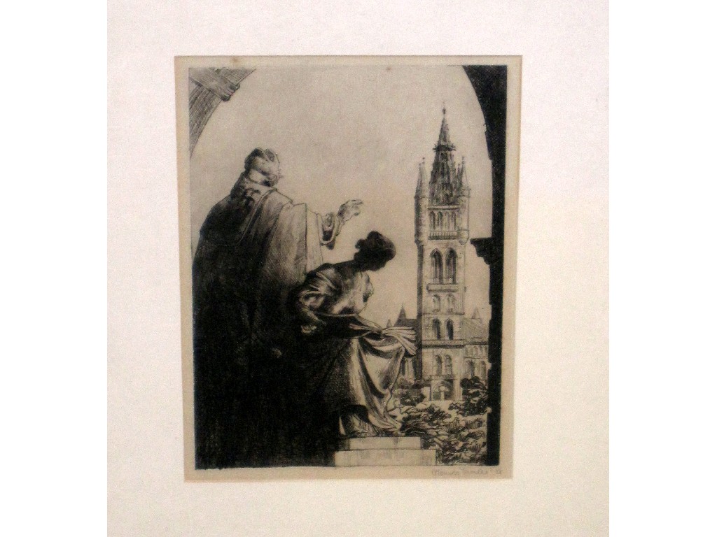 Appraisal: Etching 'Glasgow University from Kelvingrove Art Gallery and Museum' indistinctly