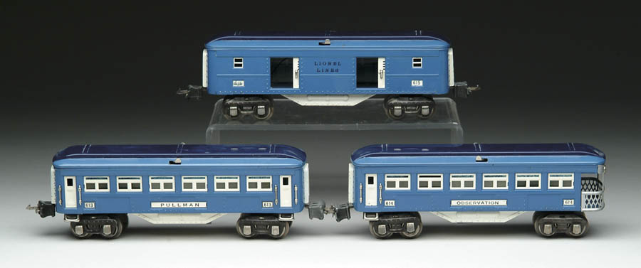 Appraisal: SET OF LIONEL O GAUGE BLUE COMET CARS Beautiful Two