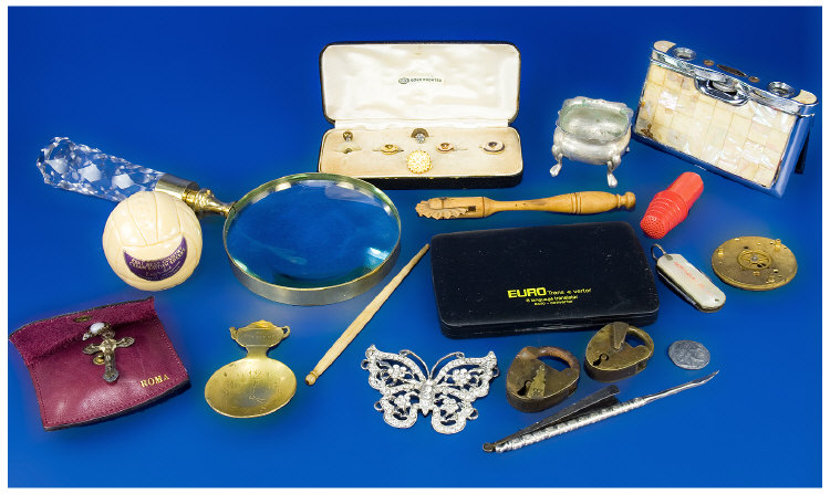 Appraisal: Bag of Collectables including 'Crystal' Handled Magnifying Glass Opera Glasses